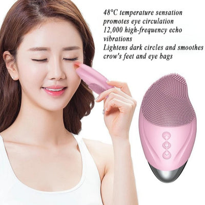Facial Cleansing Device, Waterproof Beauty Instrument, Eye Beauty Device - Pink
